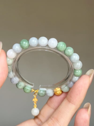 【三彩翡翠．貴人對焦】 Rosa.G 綠、紫、淡紫翡翠設計手鍊2