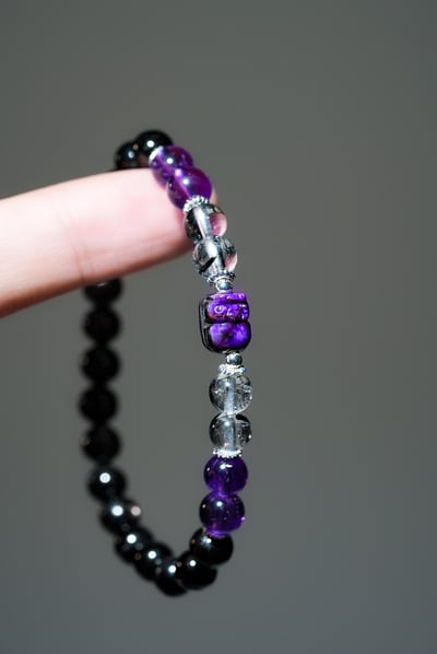 【紫金守護．權威轉化】 Rosa.G 舒俱萊貔貅 x 金運石 x 紫水晶 x 黑髮晶設計手鍊4