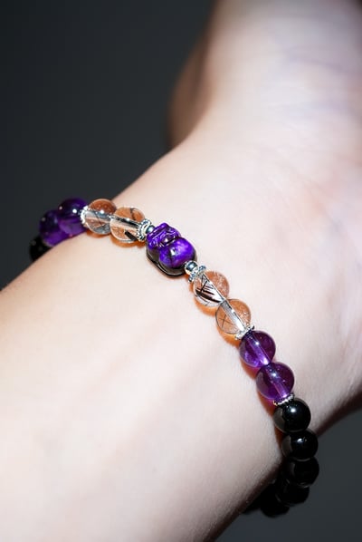 【紫金守護．權威轉化】 Rosa.G 舒俱萊貔貅 x 金運石 x 紫水晶 x 黑髮晶設計手鍊11