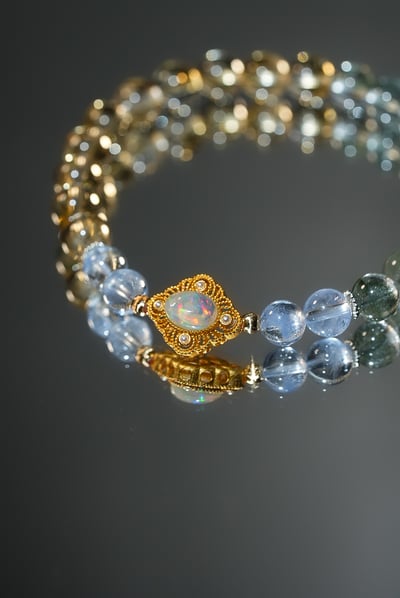 【靈感突圍．顯化全域】 Rosa.G 鑲嵌歐珀 x 綠幽靈 x 黃水晶 x 藍線石設計手7