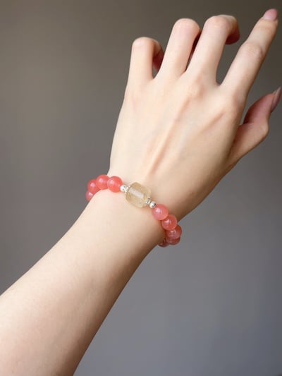 【緋紅盛世．顯化巔峰】 Rosa.G 漸變緋紅 x 金髮晶桶珠設計手鍊5