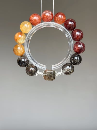 【熔岩武士．權威顯化】 Rosa.G 黑武士閃靈 x 三色膠花 x 黑金超方糖設計手鍊1