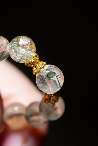 【星海綻放．豐盛對焦】 Rosa.G 海膽水晶 x 紅銅鈦 x 綠碧璽髮晶設計手鍊4