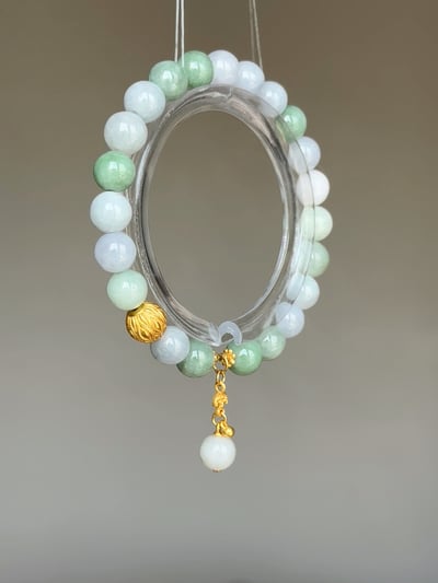 【三彩翡翠．貴人對焦】 Rosa.G 綠、紫、淡紫翡翠設計手鍊7