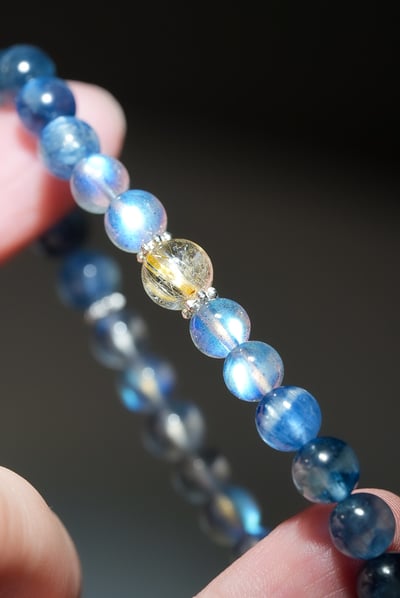 【曜藍金鋒．清醒掠奪】 Rosa.G 頂級鈦晶 x 強藍光拉長石 x 貓眼藍晶石能量手鍊12