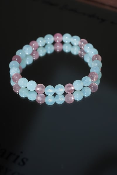 【薄霧晨曦．情感校準】 Rosa.G 天青凍 x 粉水晶設計手鍊3
