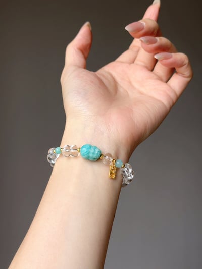 【思緒清理．財路大開】 Rosa.G 無優化天河石貔貅 x 白水晶算盤珠設計手鍊5