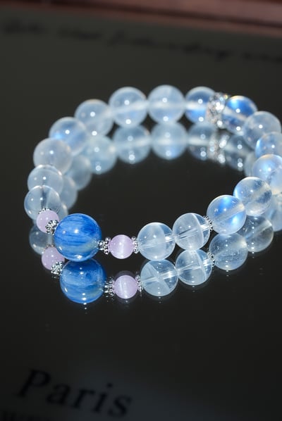 【冰川對焦．直覺掠奪】 Rosa.G 星光白幽靈 x 藍晶石 x 藍月光 x 紫鋰輝設計手鍊8