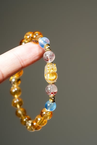 【全能通殺・高EQ招財】Rosa.G 海穹御金｜黃塔晶 𝘹 海藍寶 𝘹 超七草莓晶 𝘹 鈦晶貔貅手鍊1