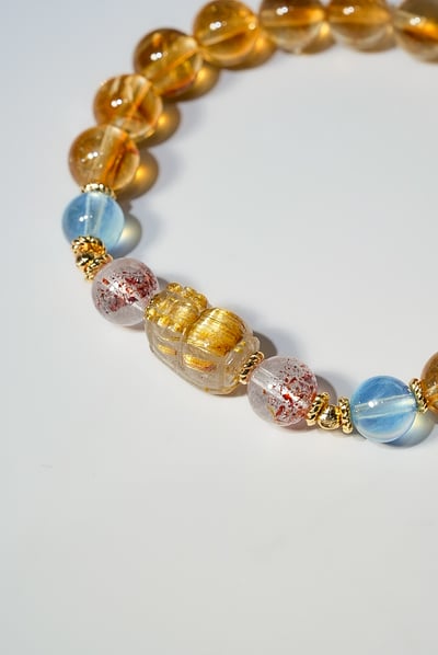 【全能通殺・高EQ招財】Rosa.G 海穹御金｜黃塔晶 𝘹 海藍寶 𝘹 超七草莓晶 𝘹 鈦晶貔貅手鍊6