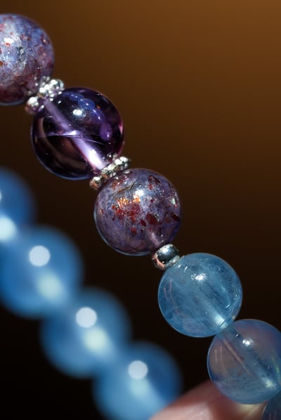 【終結腦霧・高分晉升】Rosa.G 智性星海｜紫水晶 𝘹 海藍寶 𝘹 菫青石 𝘹 薰衣草紫水晶手鍊2