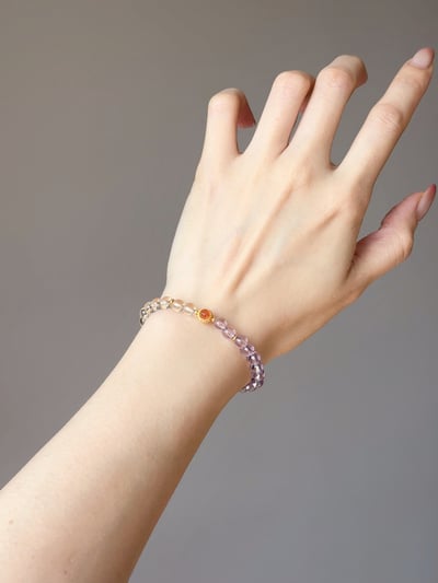 【智性招財・包賺鎖庫】Rosa.G 紫曜御金｜紫黃水晶  𝘹 鑲嵌金太陽 𝘹 包巾貔貅純銀手鍊4