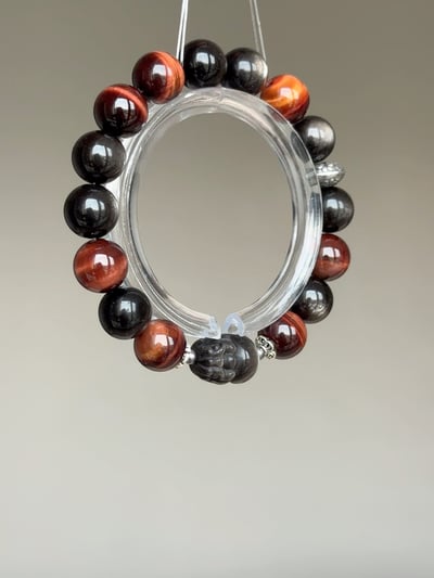 【雷霆鎮煞】 Rosa.G 曜影赤刃｜銀曜石紅虎眼神獸貔貅 手鍊4