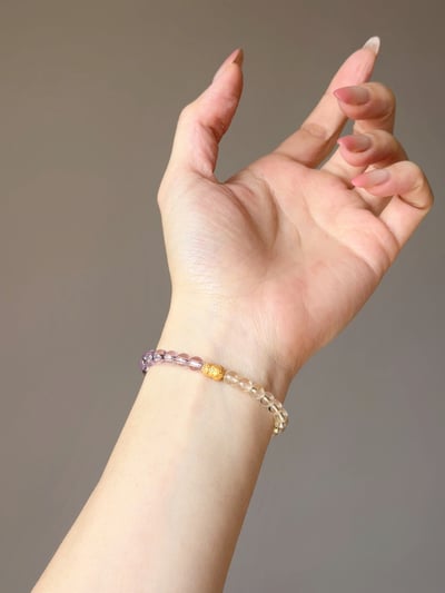 【智性招財・包賺鎖庫】Rosa.G 紫曜御金｜紫黃水晶  𝘹 鑲嵌金太陽 𝘹 包巾貔貅純銀手鍊5