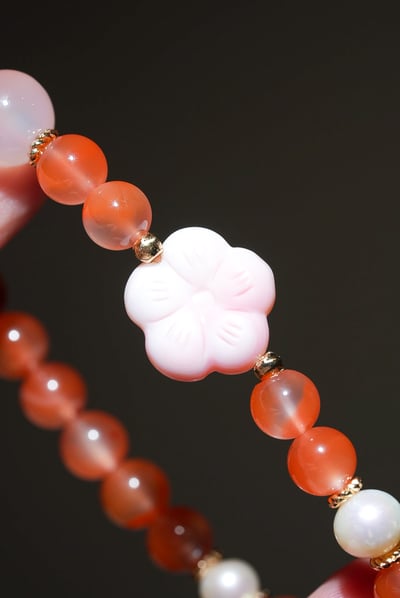 【胭脂雲影．貴人滋養】 Rosa.G 南紅 x 珍珠 x 女皇貝 x 蜜桃鹽源設計手鍊7
