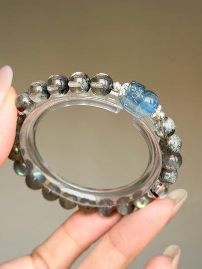 【深海覺醒．精準控場】 Rosa.G 藍晶貔貅 x 淨體灰藍幽靈 x 拉長石設計手鍊2