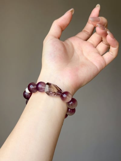 【彼岸覺醒．意識重整】 Rosa.G 半盆拉絲紫螢石 x 隨型彼岸花超七設計手鍊4