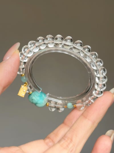 【思緒清理．財路大開】 Rosa.G 無優化天河石貔貅 x 白水晶算盤珠設計手鍊7