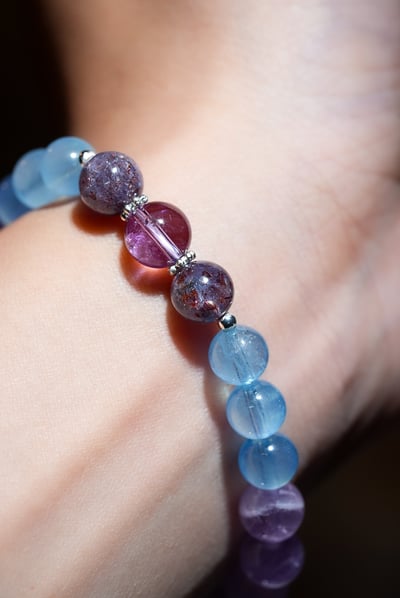 【終結腦霧・高分晉升】Rosa.G 智性星海｜紫水晶 𝘹 海藍寶 𝘹 菫青石 𝘹 薰衣草紫水晶手鍊3