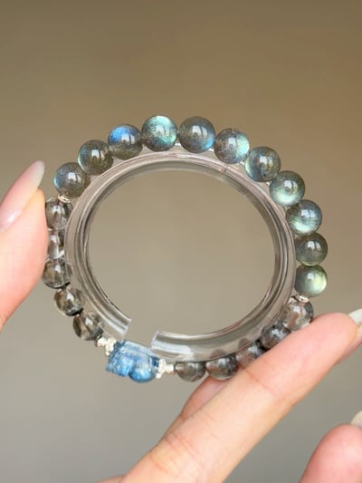 【深海覺醒．精準控場】 Rosa.G 藍晶貔貅 x 淨體灰藍幽靈 x 拉長石設計手鍊3