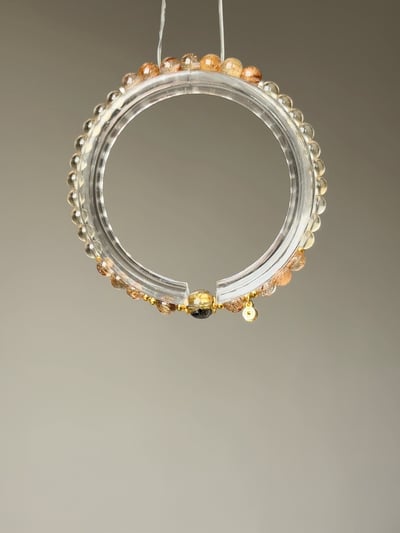 【低調暴富．財富發電機】Rosa.G 爍金核心｜帶母礦鈦晶主珠 𝘹 爆閃銅髮 𝘹 巴西黃水晶 精緻手鍊1