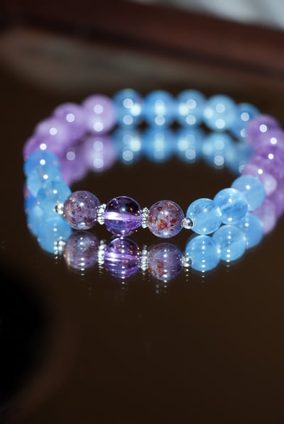 【終結腦霧・高分晉升】Rosa.G 智性星海｜紫水晶 𝘹 海藍寶 𝘹 菫青石 𝘹 薰衣草紫水晶手鍊5