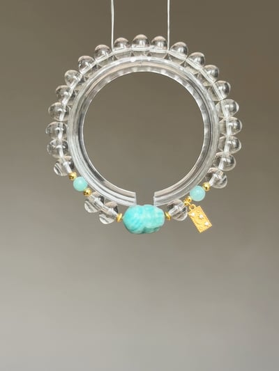 【思緒清理．財路大開】 Rosa.G 無優化天河石貔貅 x 白水晶算盤珠設計手鍊1