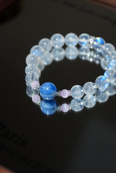 【冰川對焦．直覺掠奪】 Rosa.G 星光白幽靈 x 藍晶石 x 藍月光 x 紫鋰輝設計手鍊7