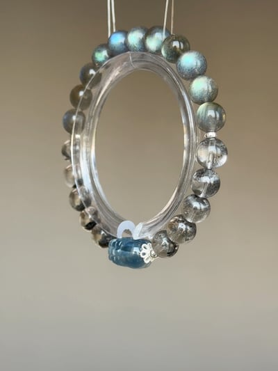 【深海覺醒．精準控場】 Rosa.G 藍晶貔貅 x 淨體灰藍幽靈 x 拉長石設計手鍊7