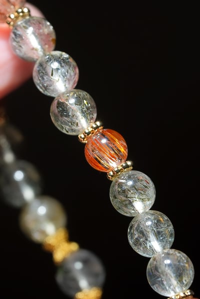 【星海綻放．豐盛對焦】 Rosa.G 海膽水晶 x 紅銅鈦 x 綠碧璽髮晶設計手鍊7