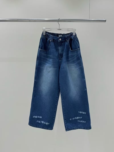 水洗磨白微刷破牛仔褲 206125