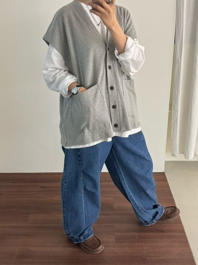 V領雙口袋背心 26226097