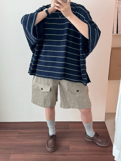 側拉鍊條紋上衣 260409046