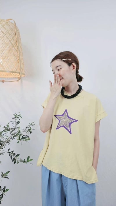 配色星星印花上衣 N-70651