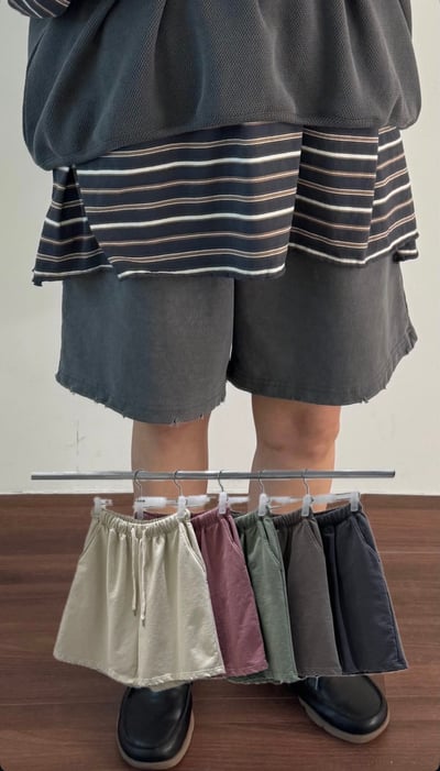 鬆緊腰水洗短褲 206081