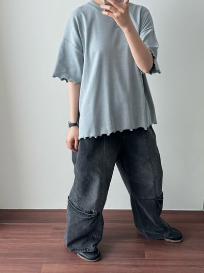 木耳邊坑條上衣 26313205