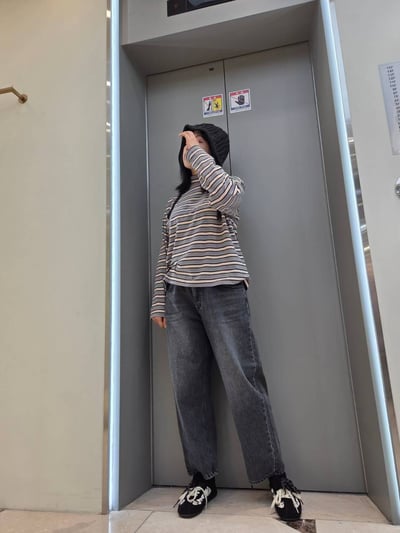 鬆緊腰磨毛牛仔褲 1216156