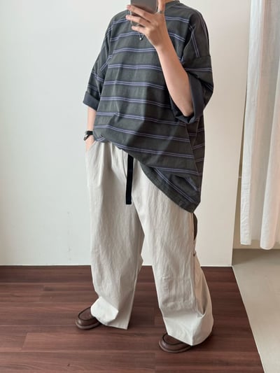 水洗復古條紋上衣 26313144