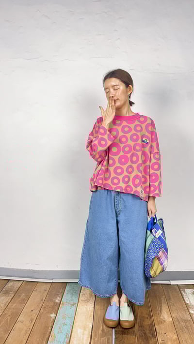 鬆緊腰寬鬆丹寧褲 26306146