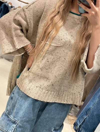 混色單口袋羊毛衣 KC1121264