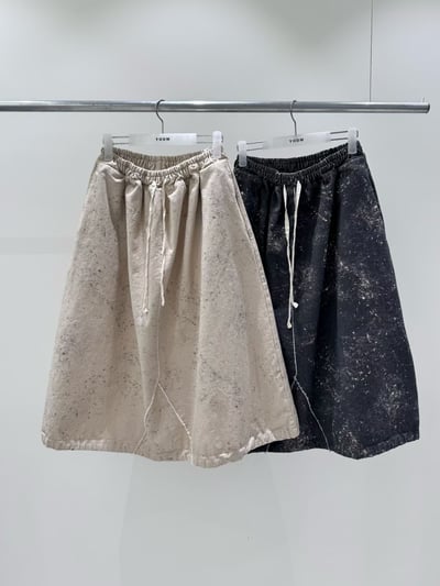 鬆緊腰拼接休閒裙 206021