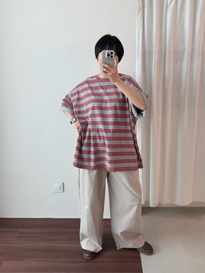 水洗復古條紋上衣 26313142