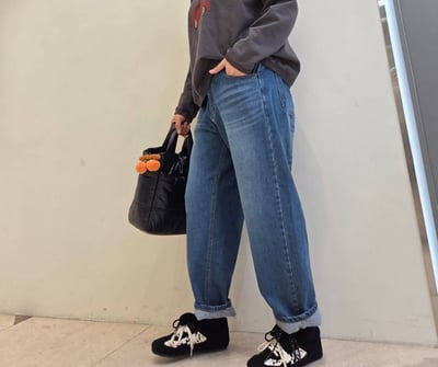 鬆緊腰磨毛牛仔褲 1216154