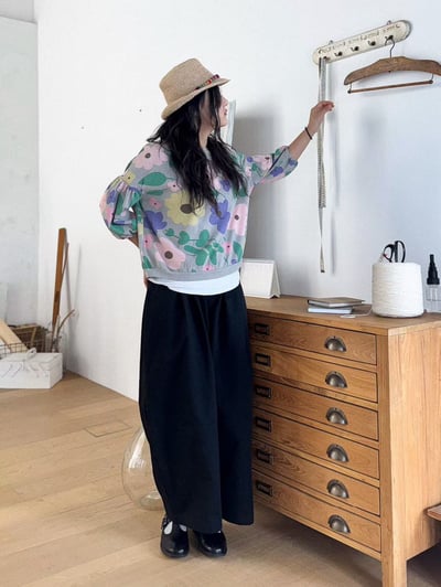 配色花朵上衣 260309046