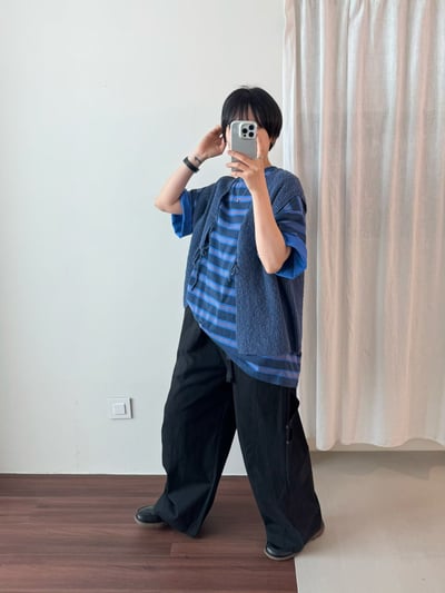 水洗復古條紋上衣 26313147