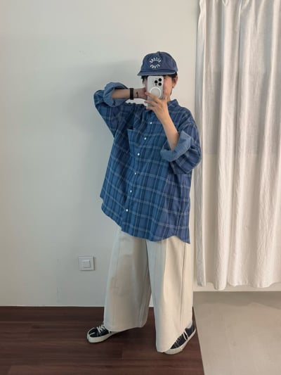 經典配色格紋衫 206113