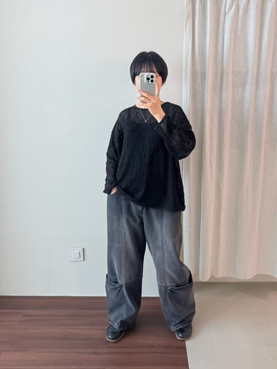 口袋設計款丹寧褲 26313197