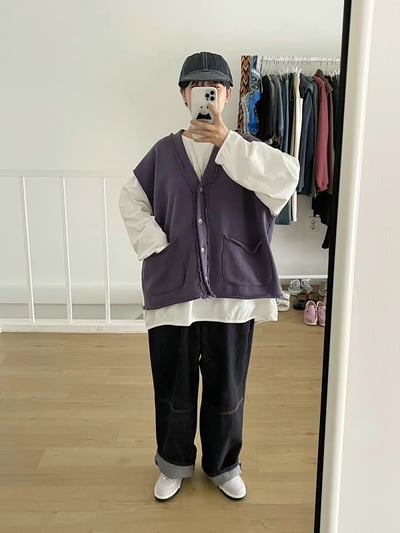 V領開釦背心 Y1026143