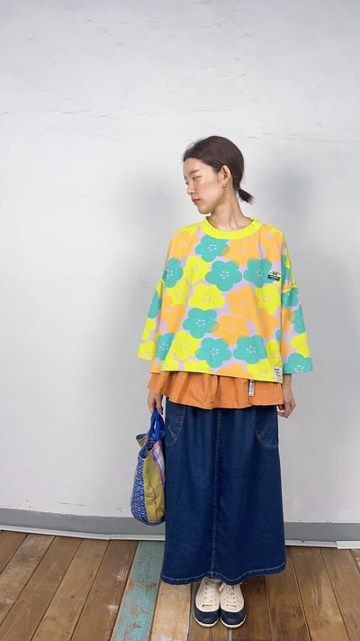 配色花朵上衣 26306115