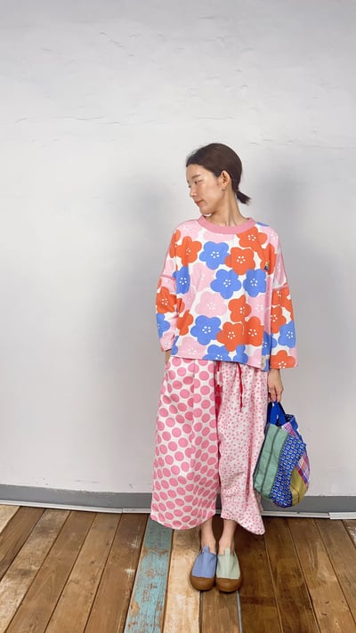 配色花朵上衣 26306117